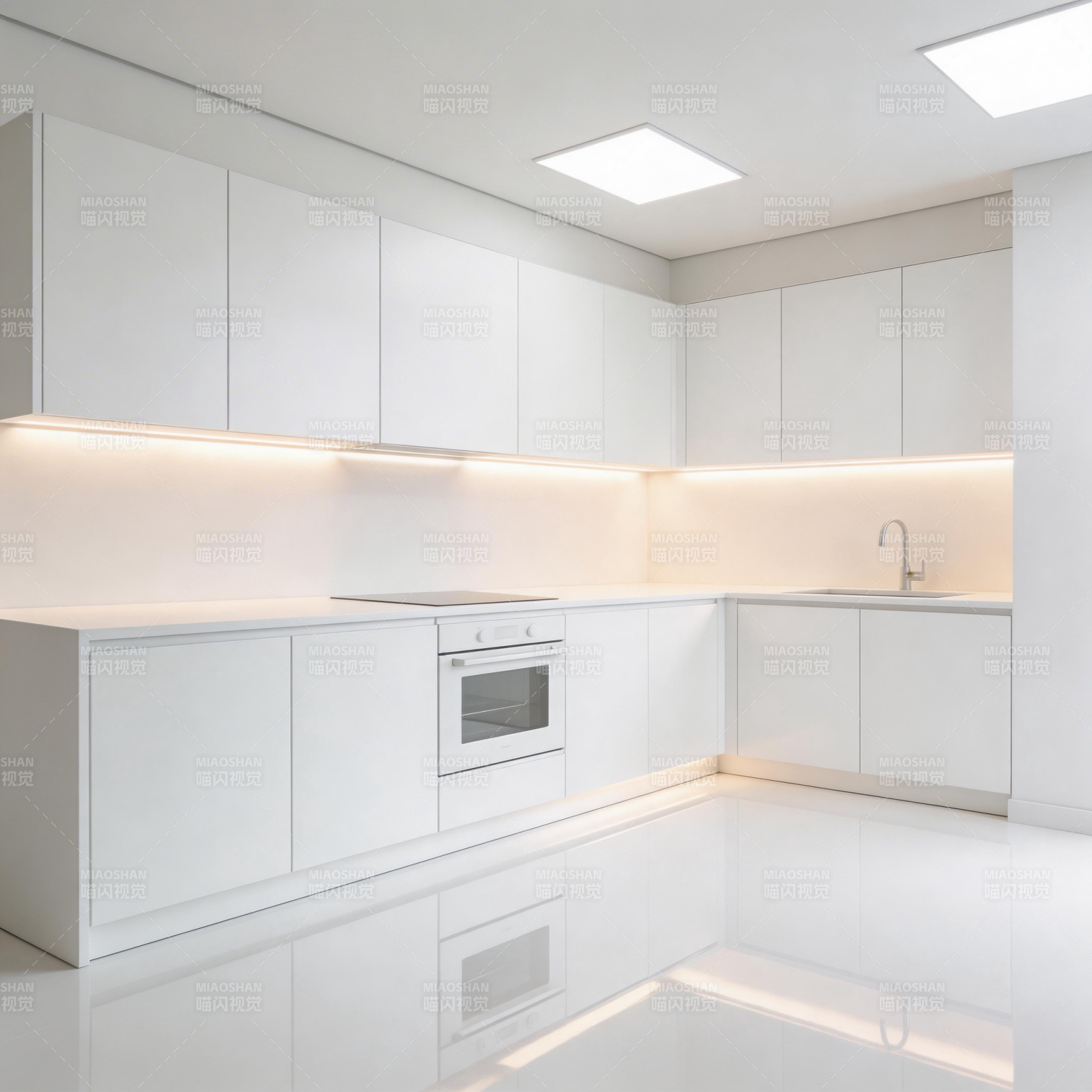 极简白色厨房图片