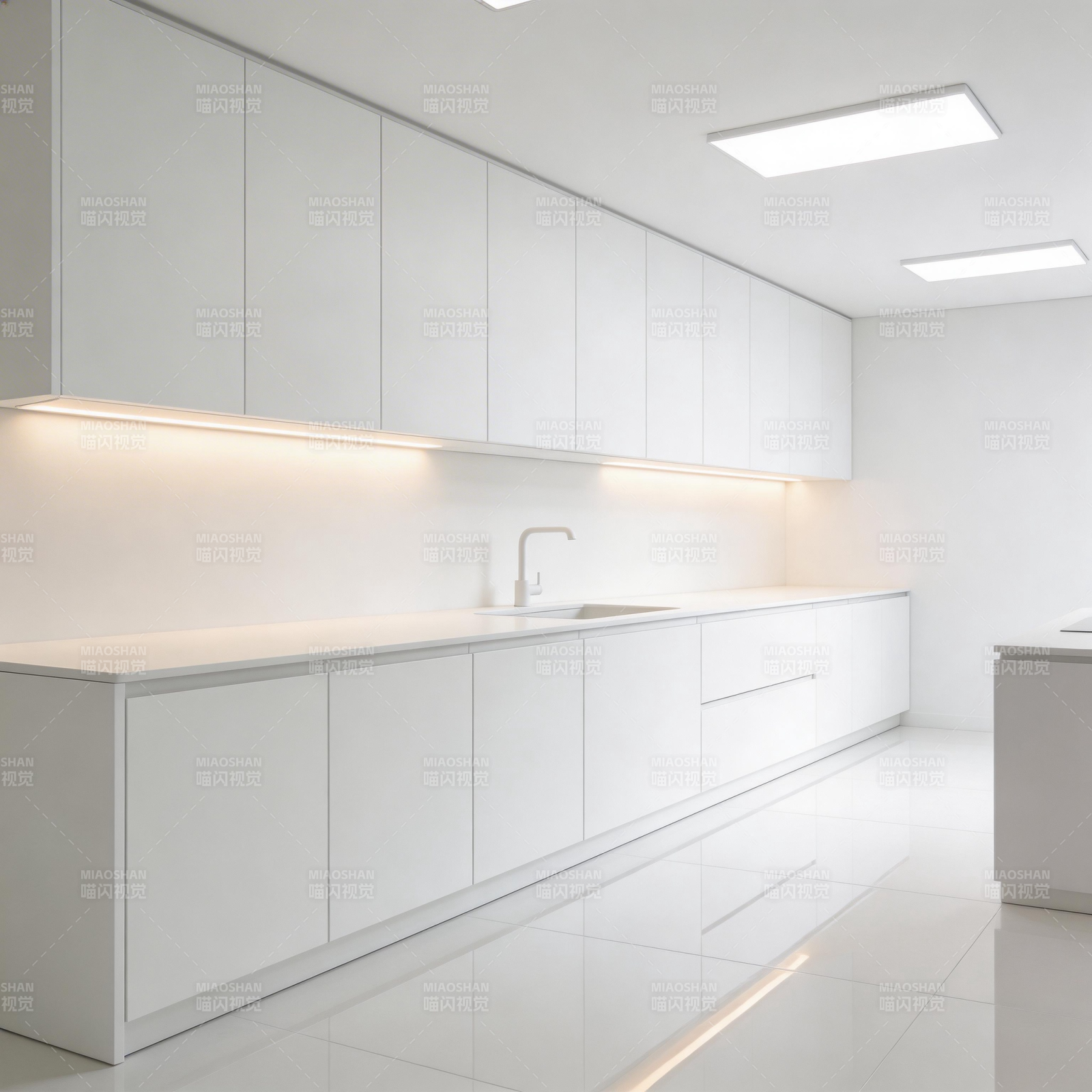 极简白色厨房设计图片