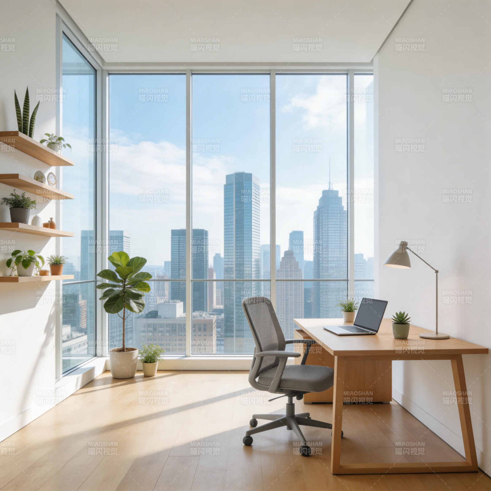 都市阳光办公角落图片