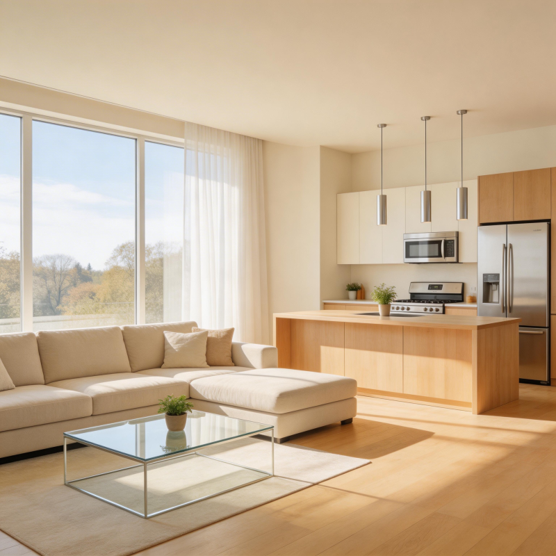 现代简约客厅厨房图片