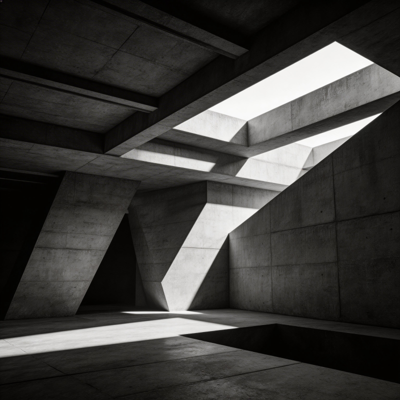 光影交错的混凝土空间图片