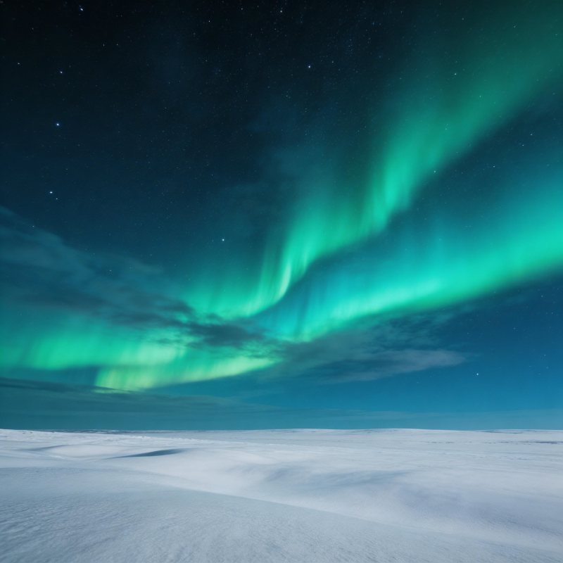 极光映雪原图片