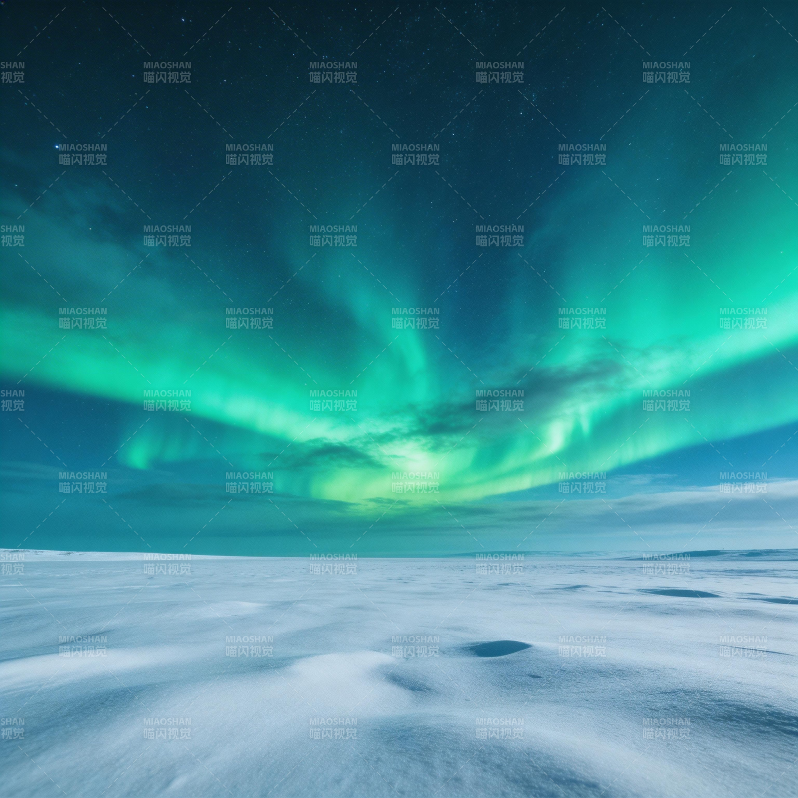 极光映雪原图片