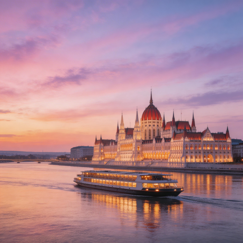 布达佩斯议会黄昏图片