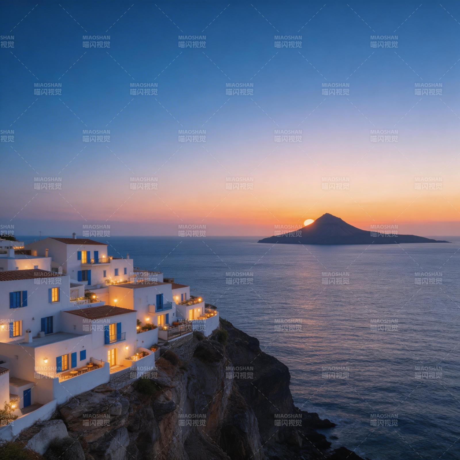 悬崖日落海景图片