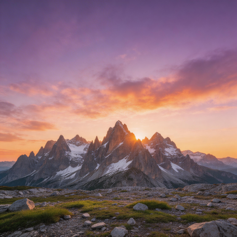 雪山日出美景图片