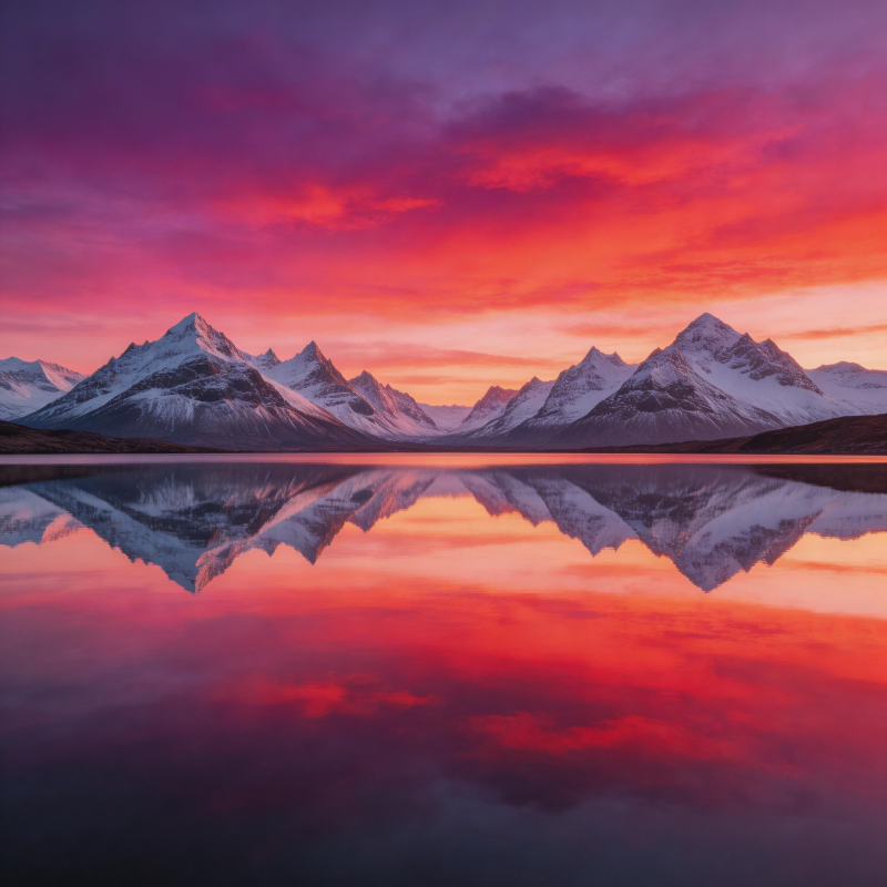雪山映红霞图片