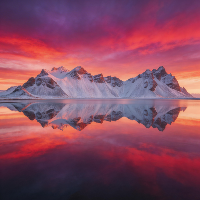 雪山映红霞图片