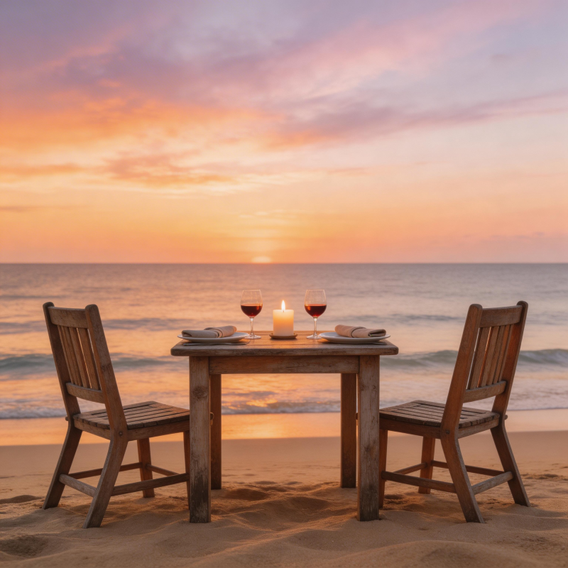 海滩日落晚餐图片