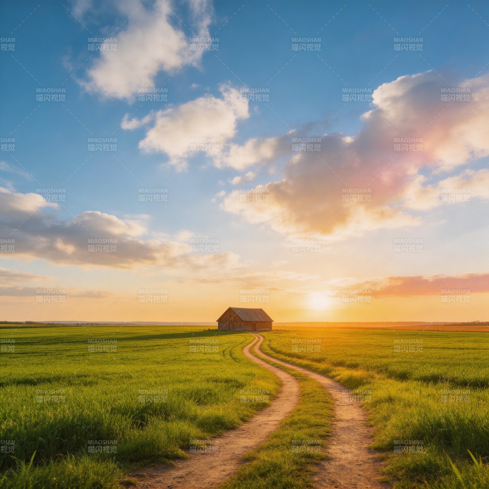 乡间小路夕阳美图片