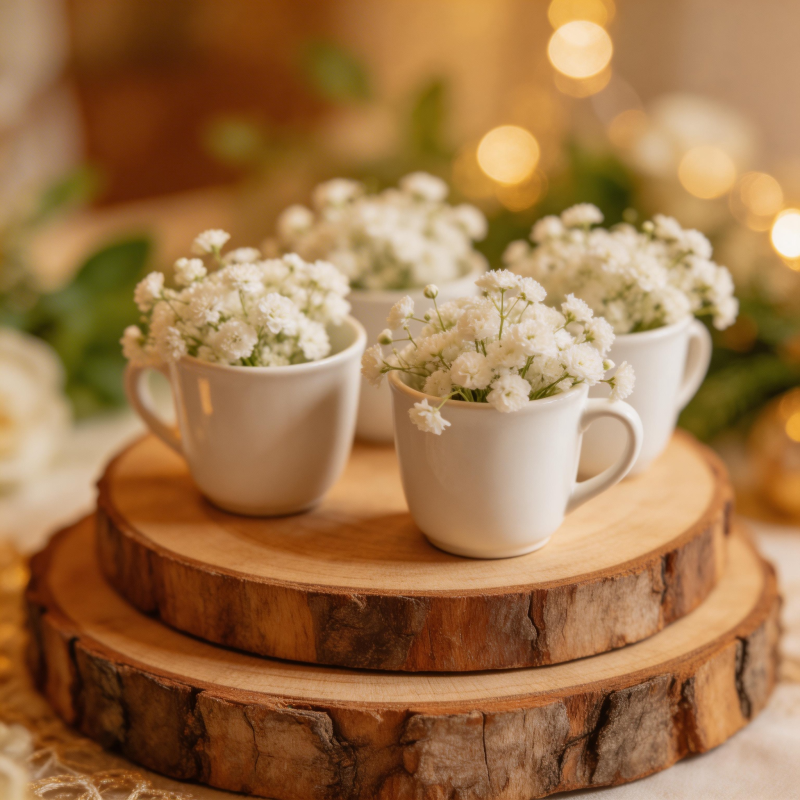 花杯木盘静谧美图片