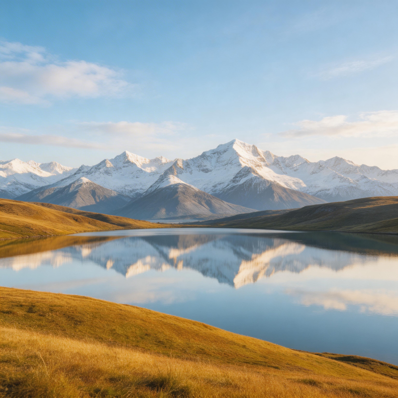 雪山映湖 静谧如画图片