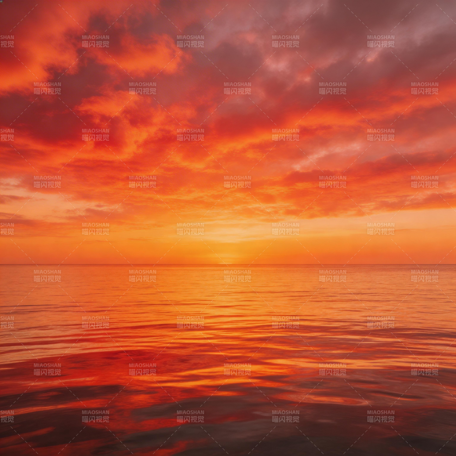 烈焰海天日落图片