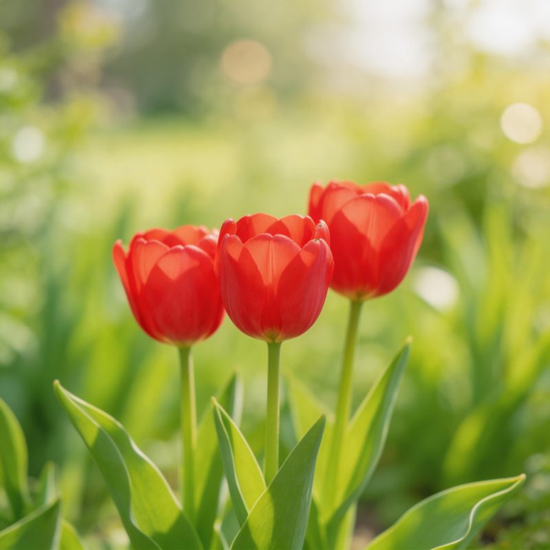 红郁金香绽放图片