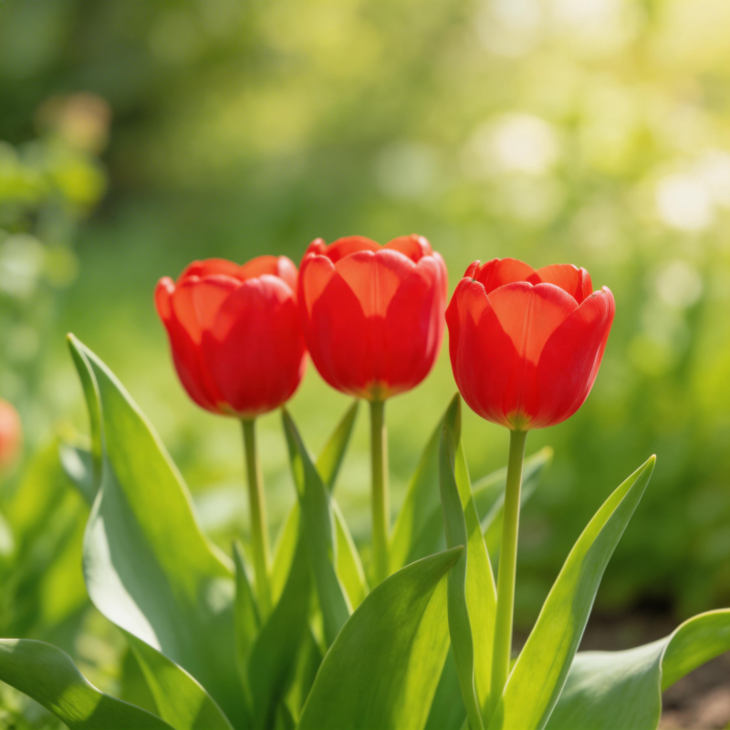 红郁金香绽放图片