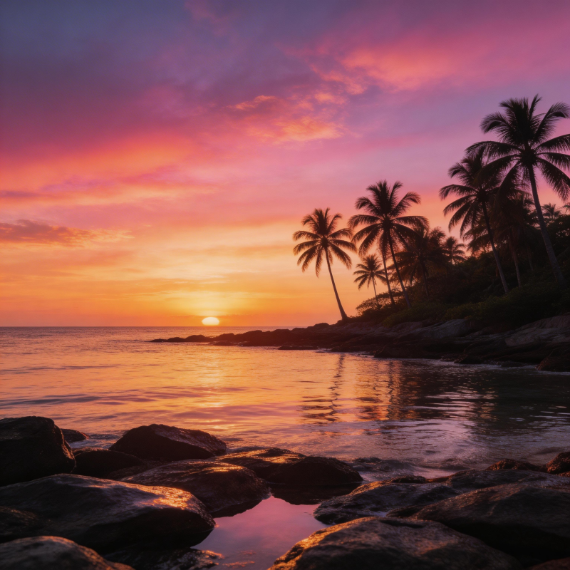 热带日落美景图片