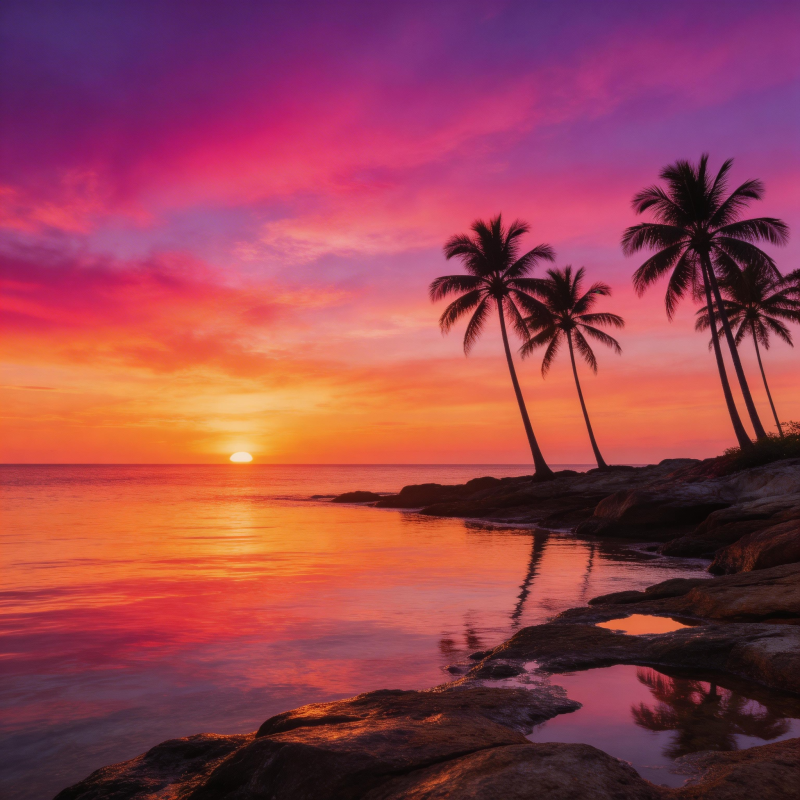 热带日落美景图片