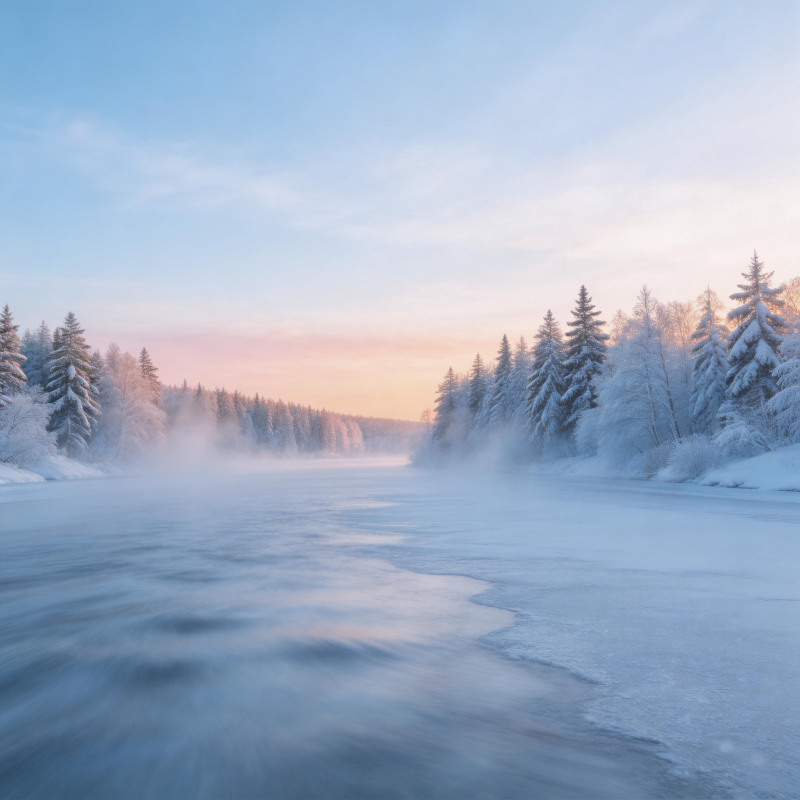 冬晨雪湖静谧景图片
