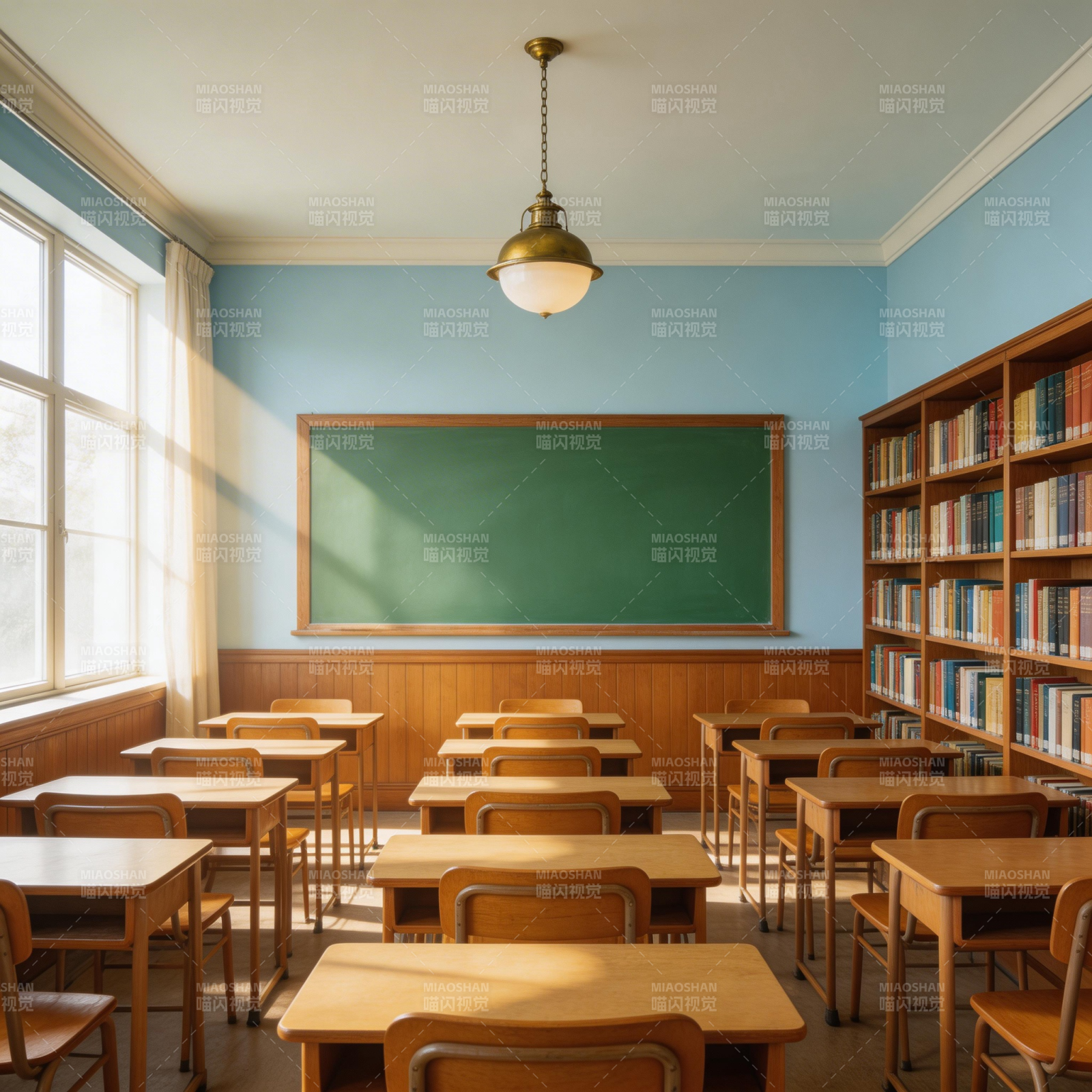 阳光洒满教室图片