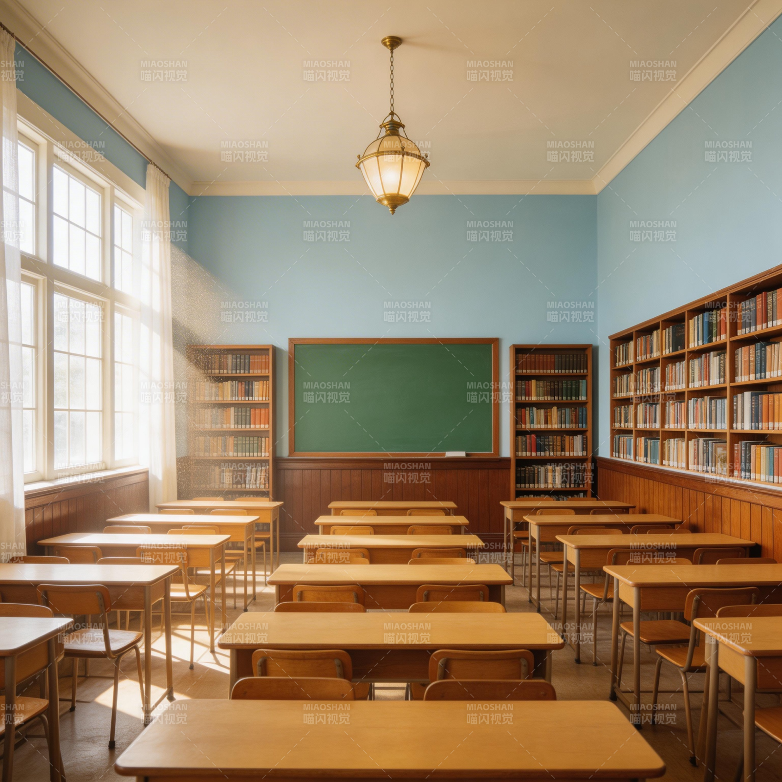 阳光洒满的教室图片