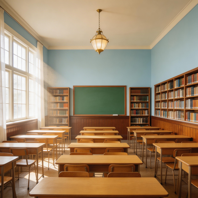 阳光洒满的教室图片