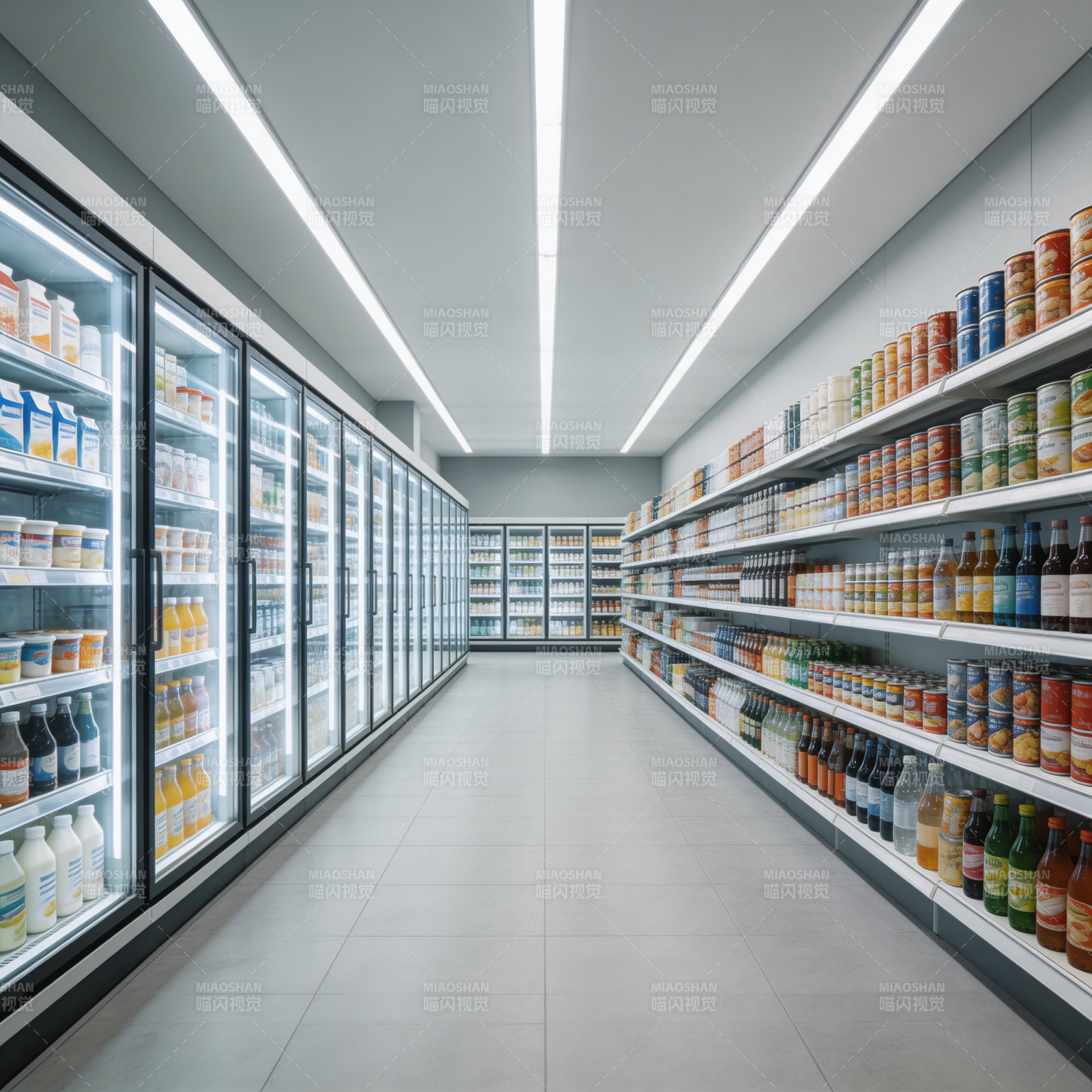 超市冷藏区全景图片