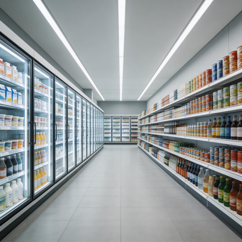 超市冷藏区全景图片