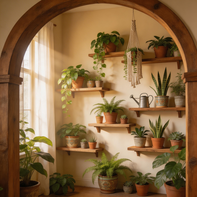 绿意盎然的室内角落图片