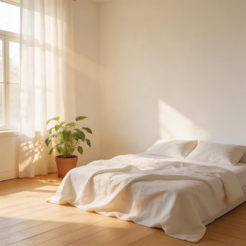 阳光下的简约卧室图片