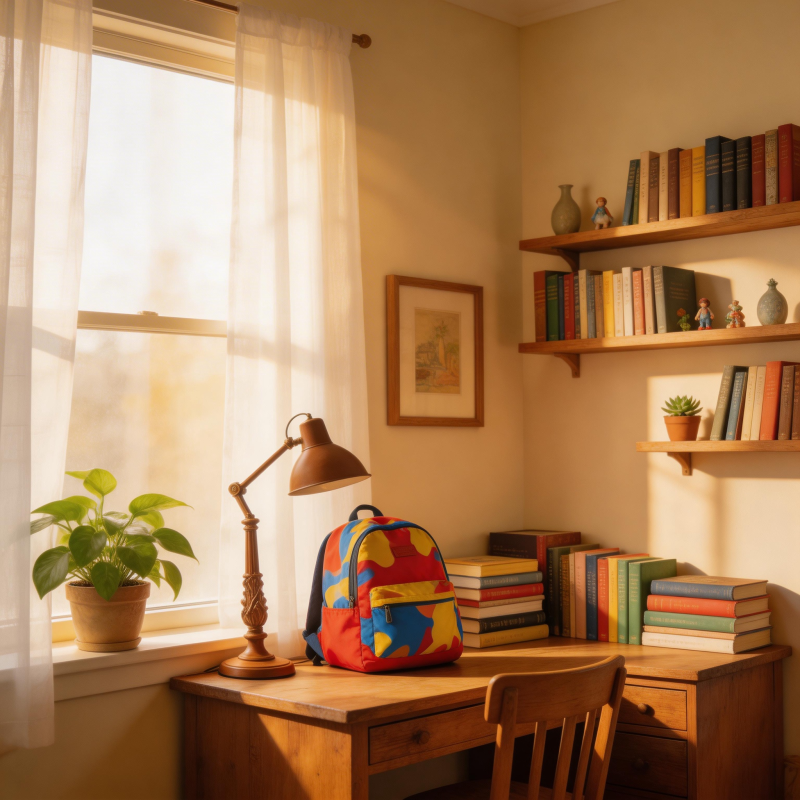 阳光书桌一角图片