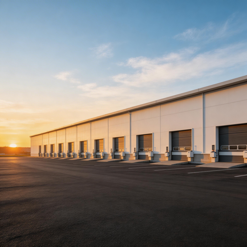 工业厂房日落景象图片