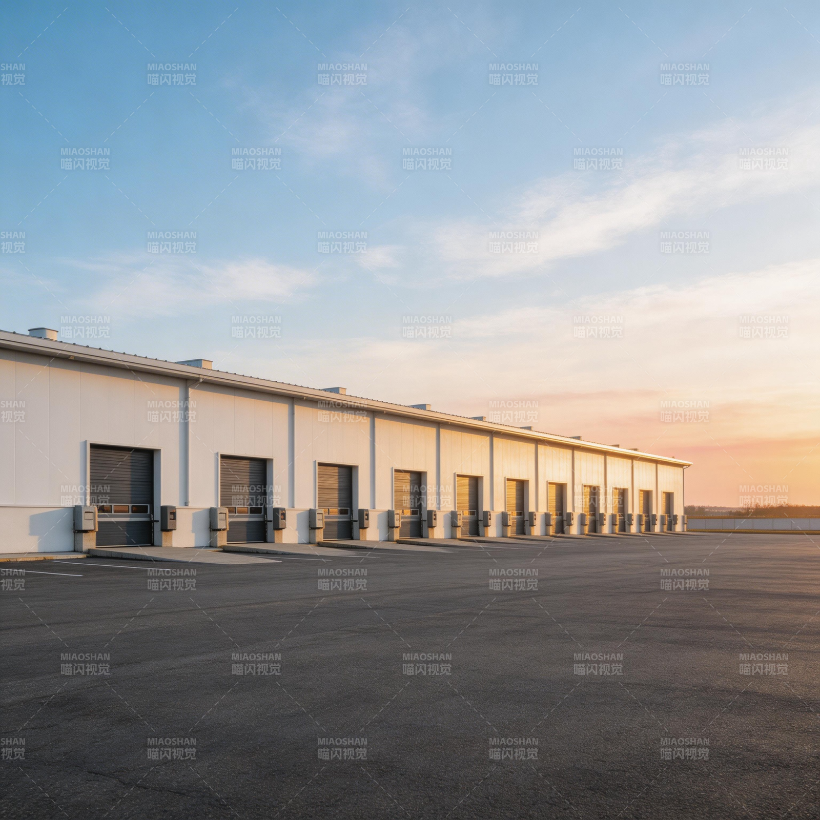 工业厂房晨曦景图片