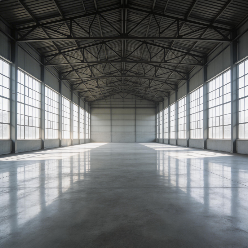 空旷厂房光影交错图片