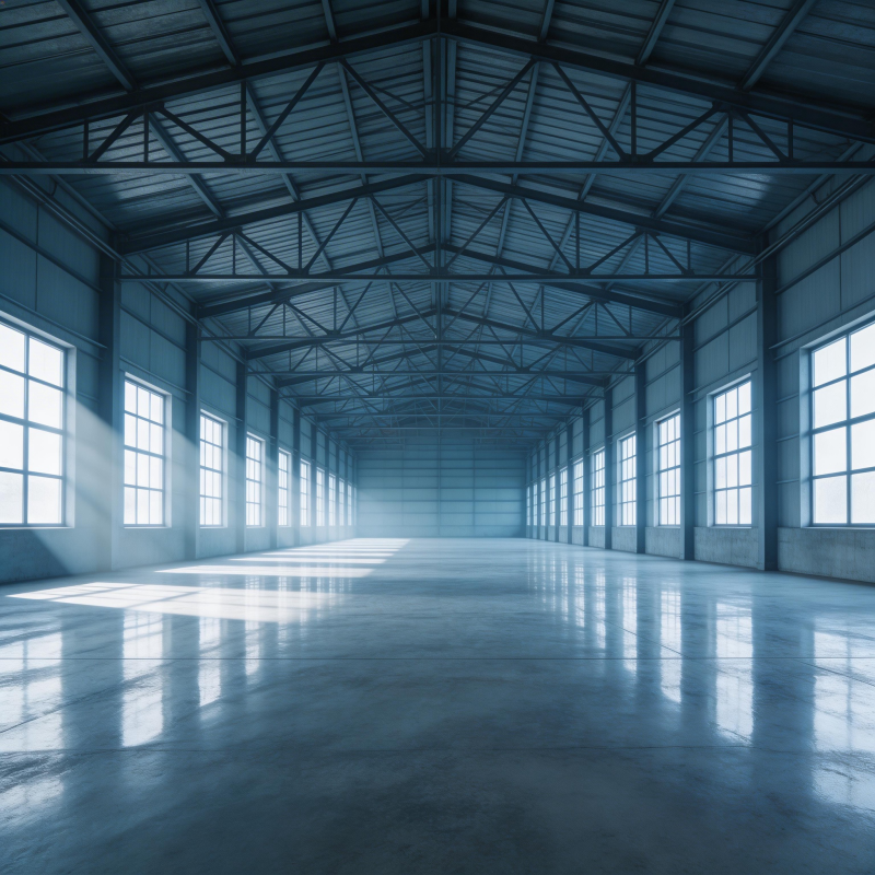 空旷厂房光影交错图片