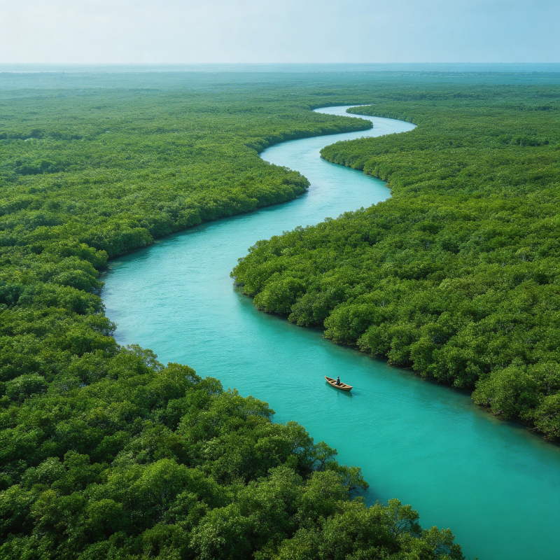 碧水蜿蜒穿林间图片