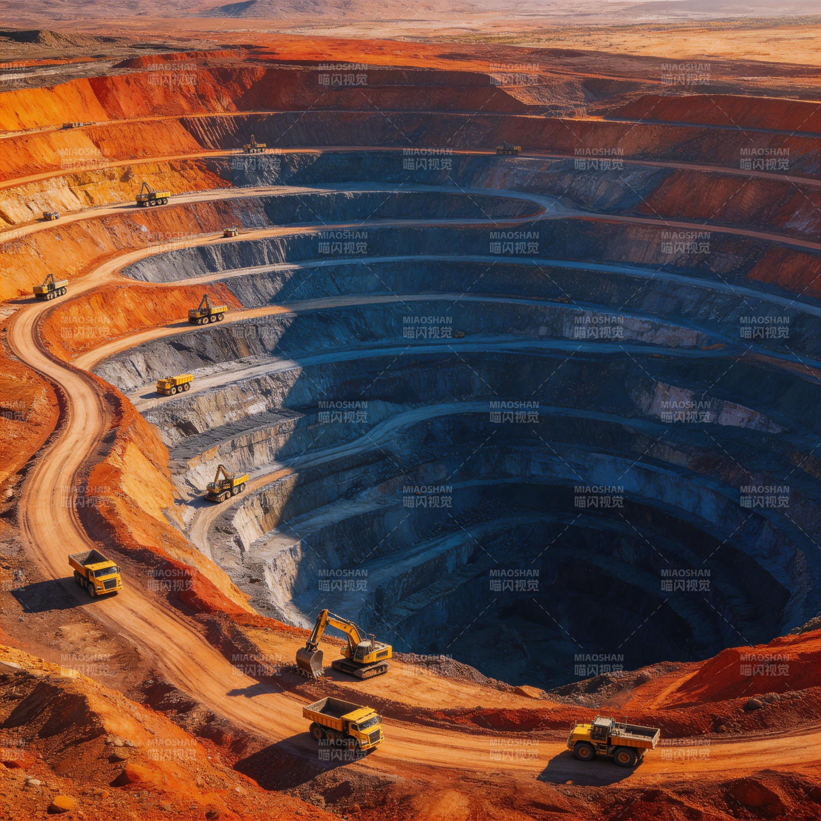 露天矿坑作业现场图片