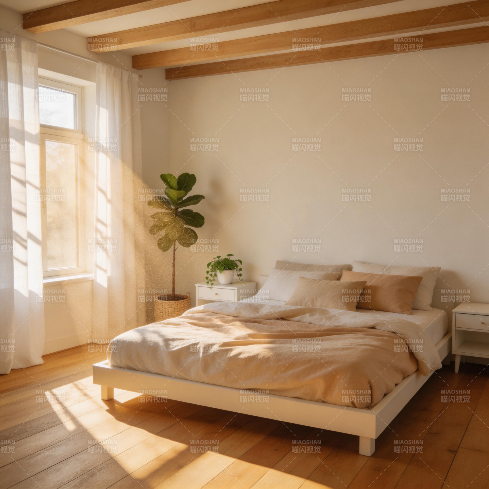 温馨卧室阳光照耀图片