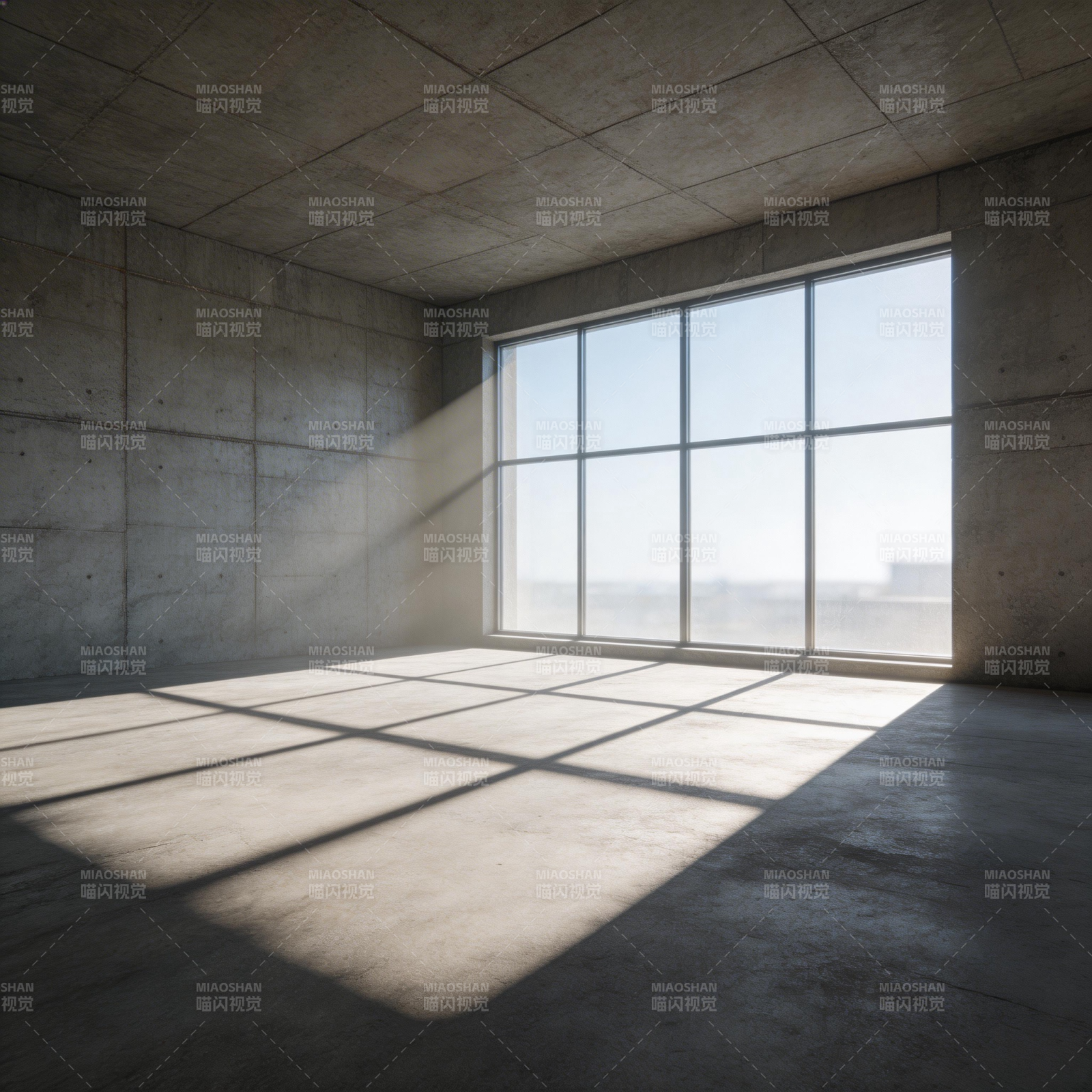 光影交错的混凝土空间图片