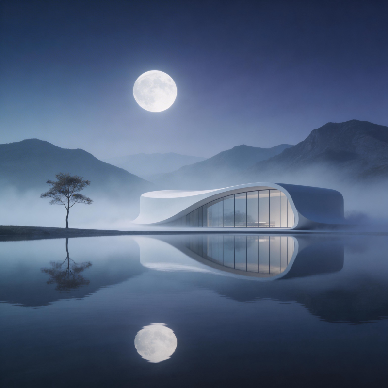 月夜湖畔居所图片