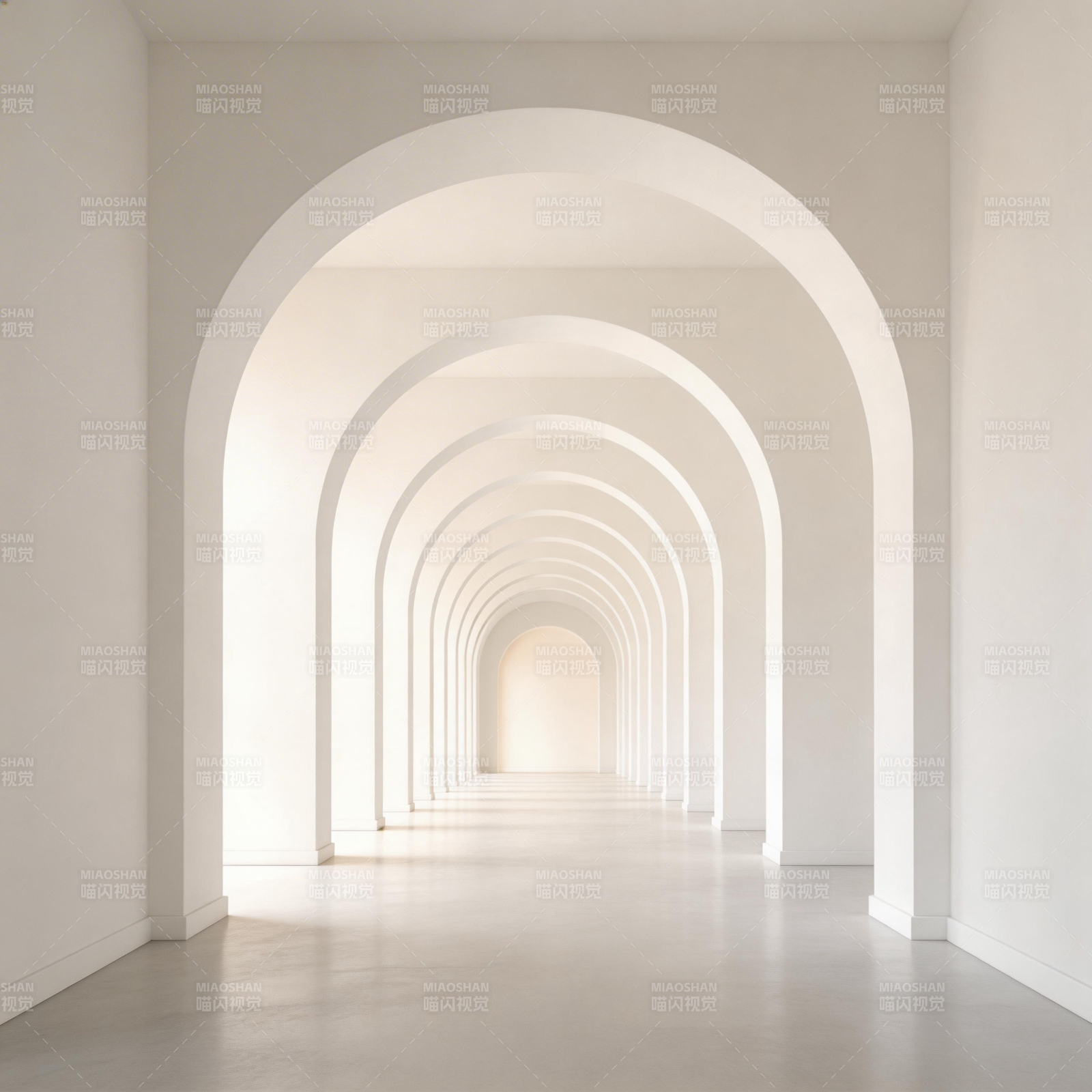 白色拱廊尽头图片