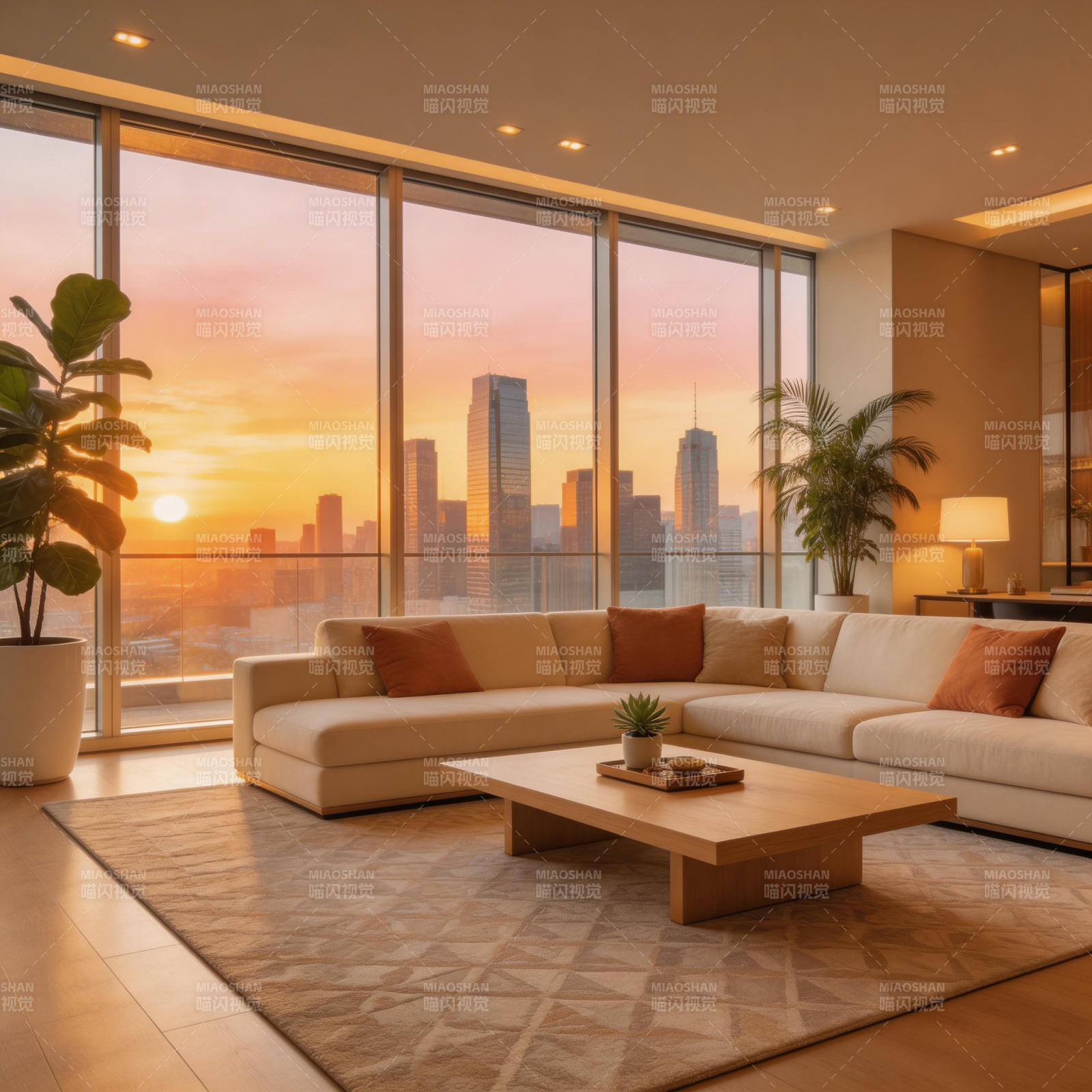 都市黄昏客厅美景图片
