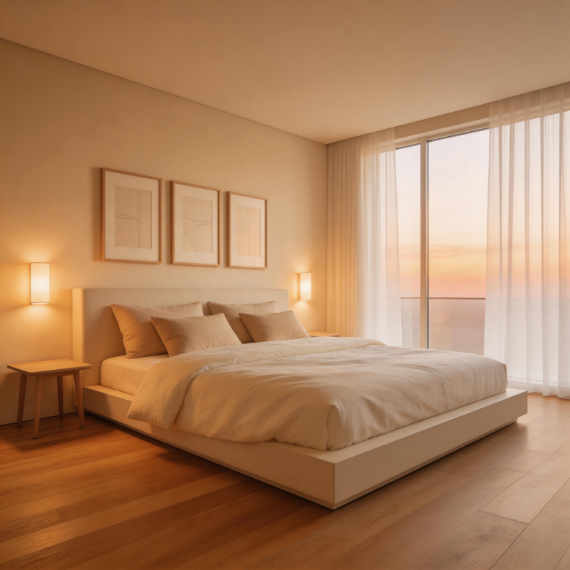 温馨卧室日落景图片