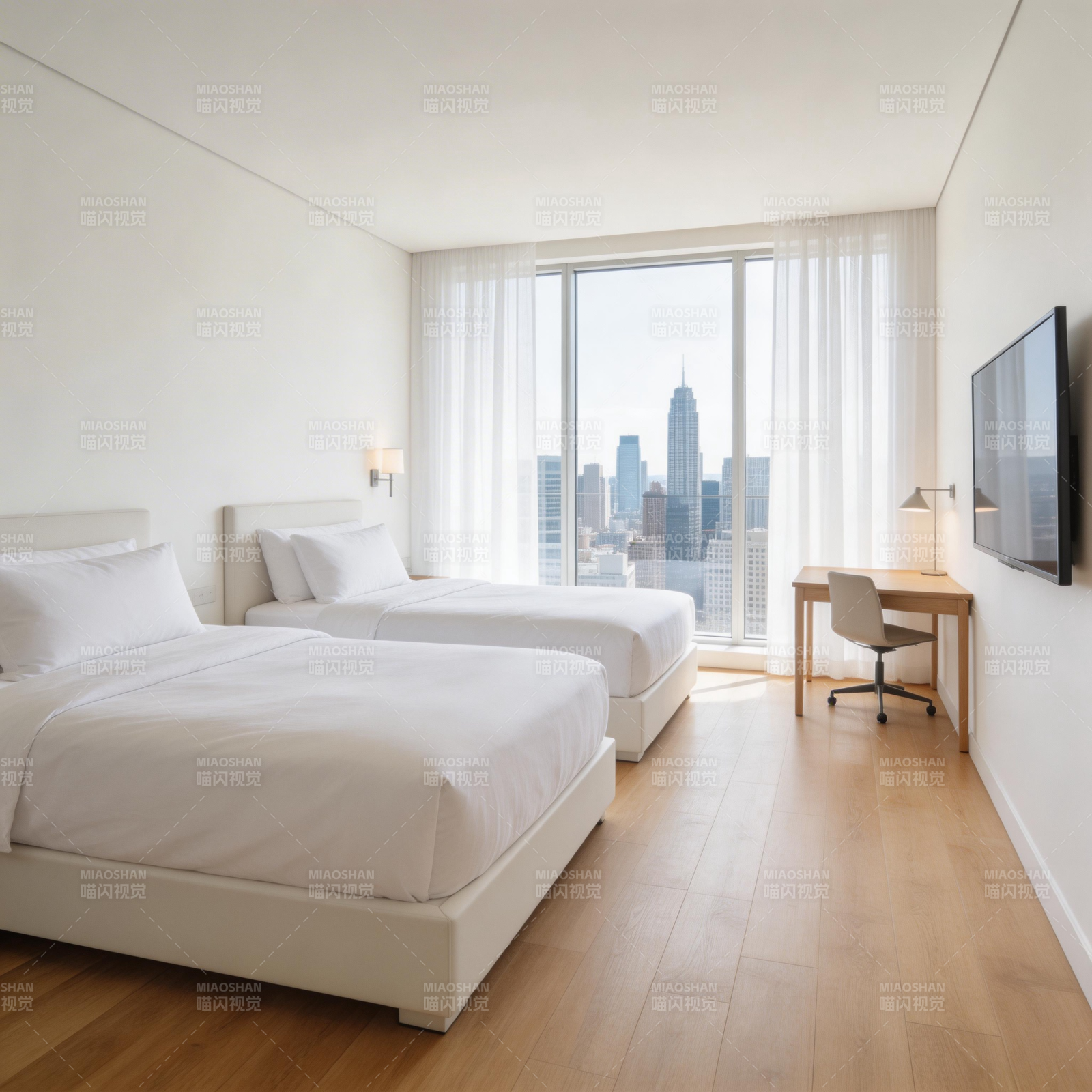 现代简约酒店客房图片