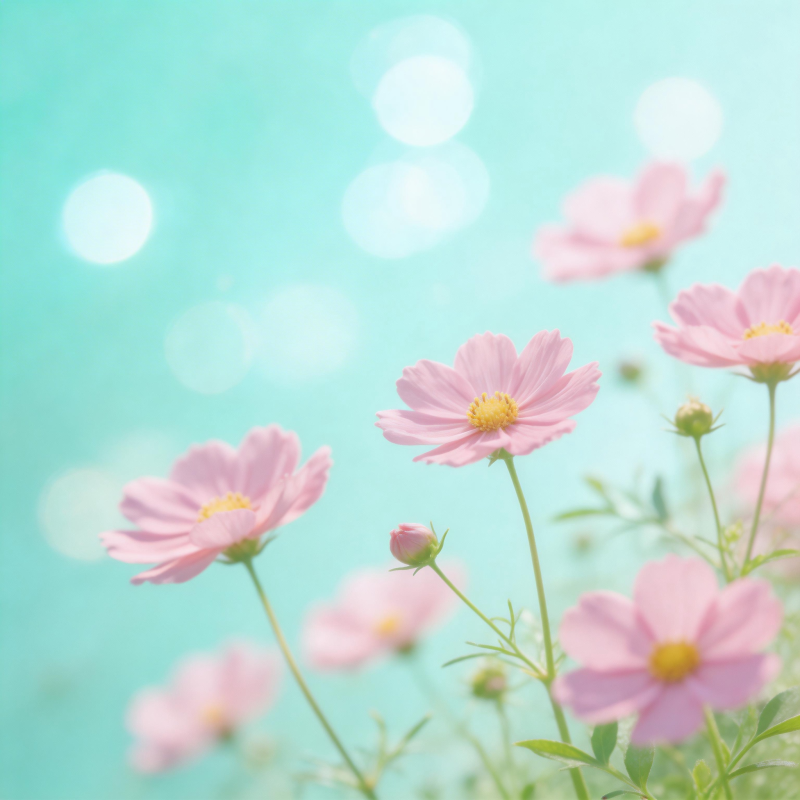 粉花映碧空图片