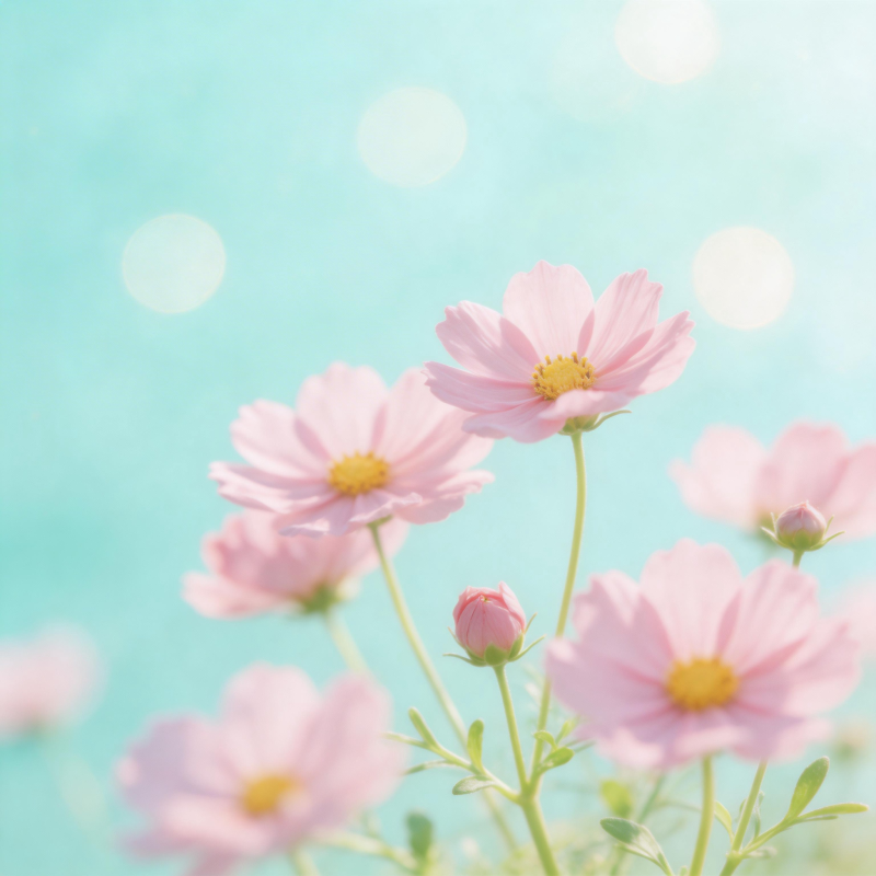 粉花映碧水图片