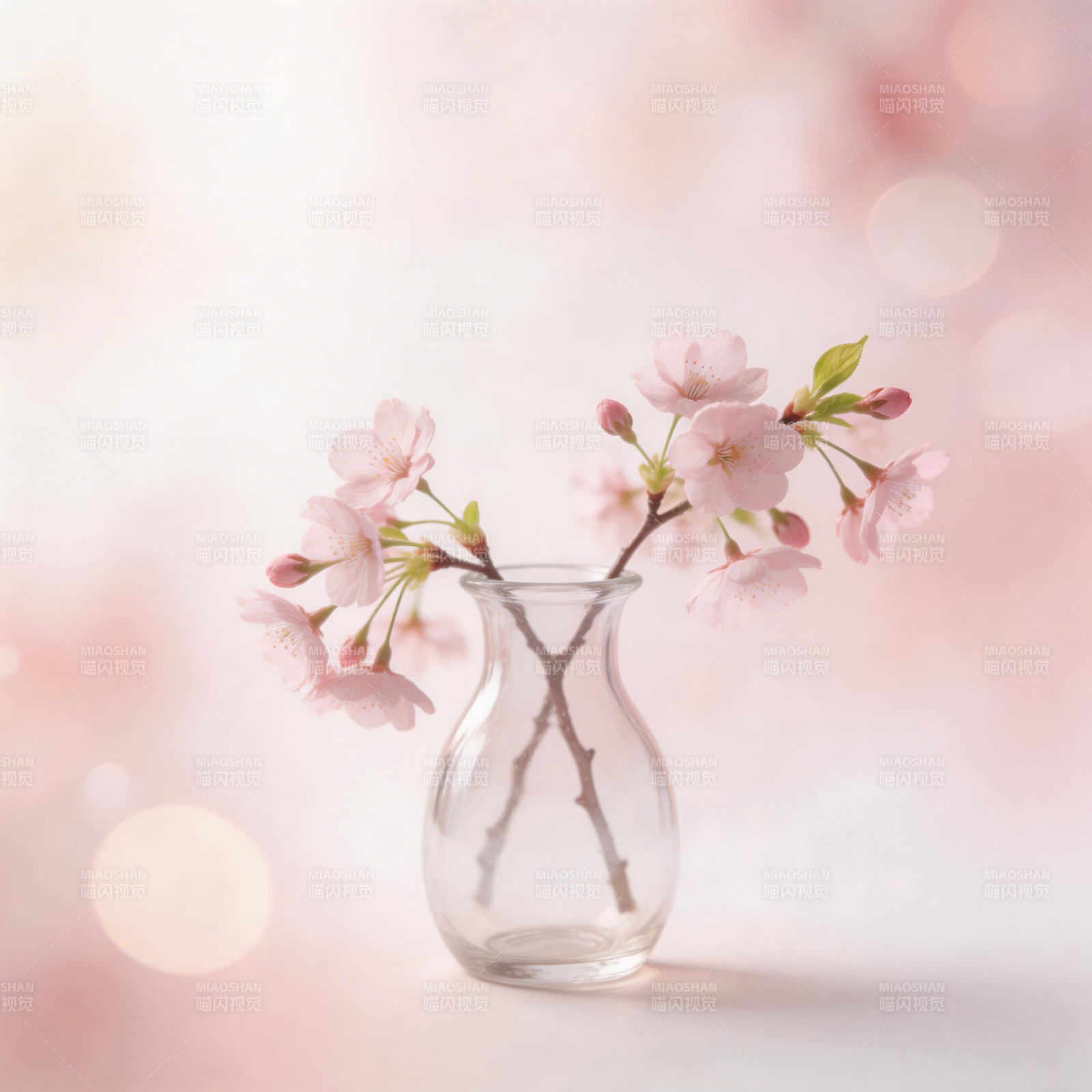 樱花绽放于瓶中图片