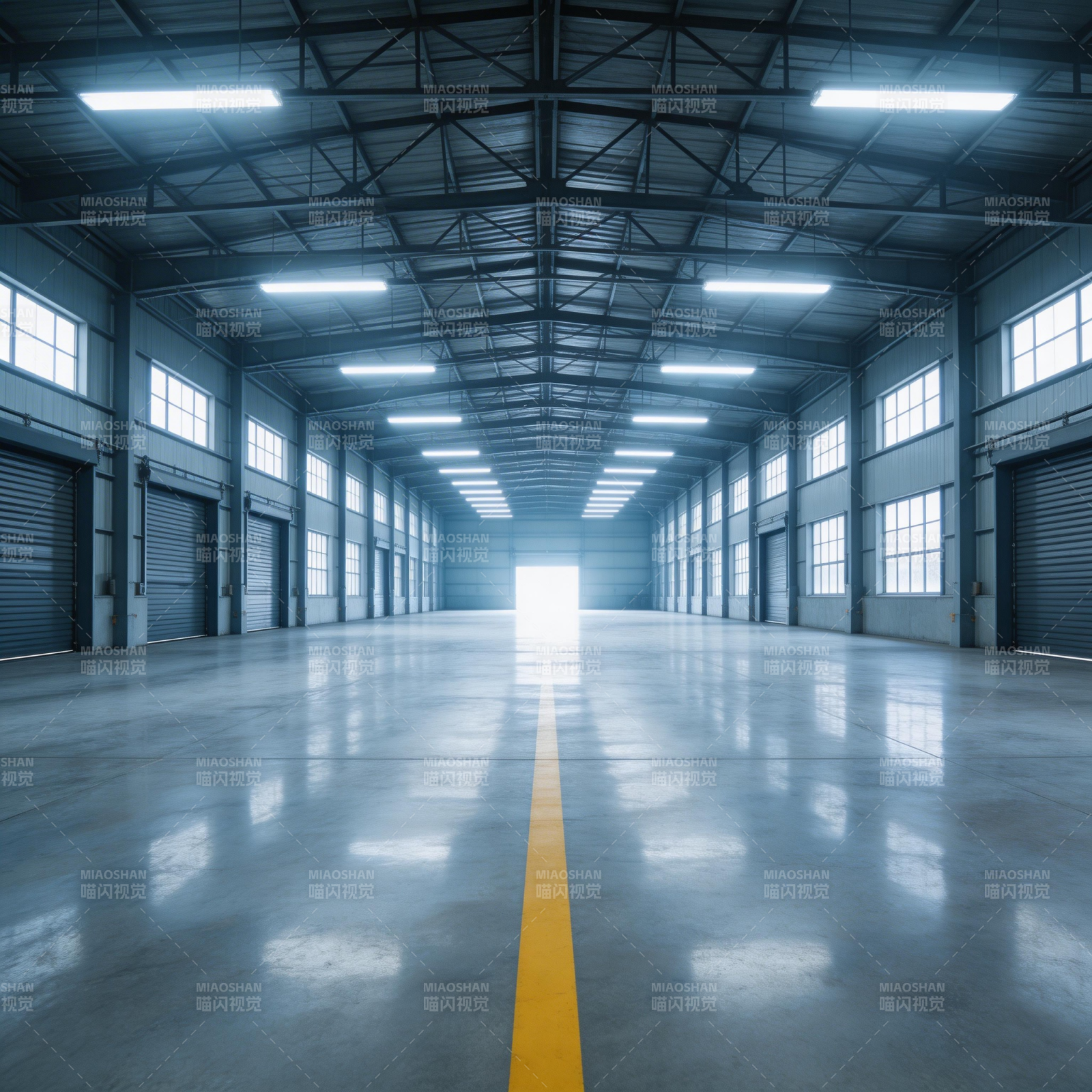 空旷厂房 光洁如镜图片