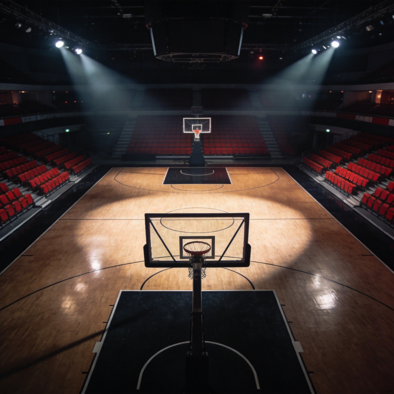 空旷篮球场灯光璀璨图片