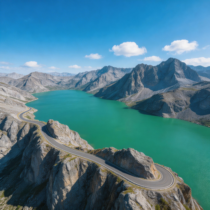 碧湖绕山行图片