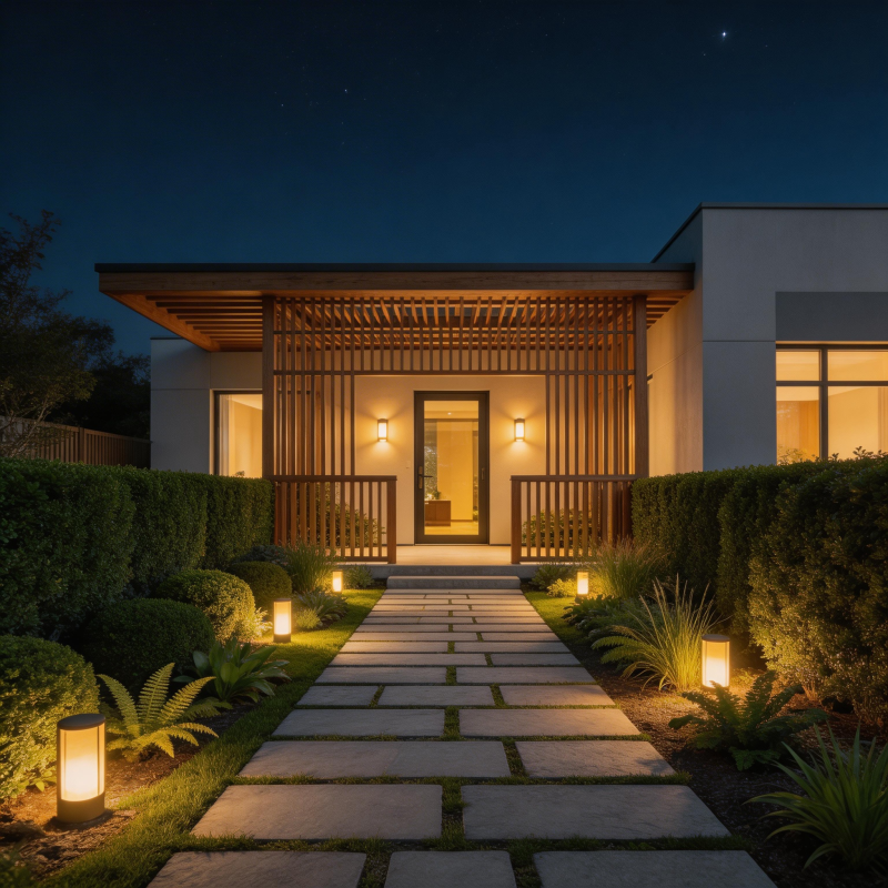 夜景庭院小屋图片